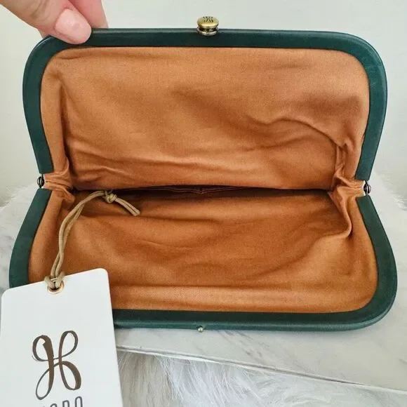 HOBO LAUREN CLUTCH LEATHER‎ WRISTLET WALLETSage Henna Luxury Leather, NWT